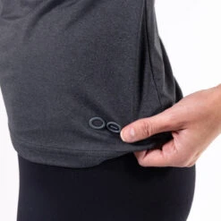 OOfos Women's COOl Down V Neck - Dark Gray Heather -Oofos DarkVNeck
