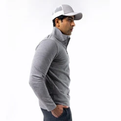OOfos Men's COOl Down ¼ Zip - Gray Heather -Oofos Mens 1 4Zip 3
