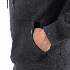 OOfos Men's OOmy Knit Hoodie - Dark Charcoal Gray Heather -Oofos Mens Hoodie2