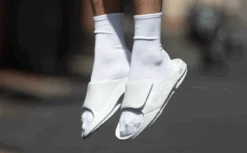 OOfos Men's OOahh Sport Flex Sandal - White -Oofos Mens WhiteSportFlex