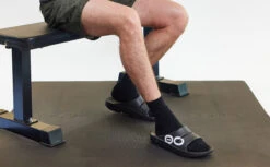 OOfos Men's OOahh Sport Slide Sandal - Black White -Oofos MicrosoftTeams image 123