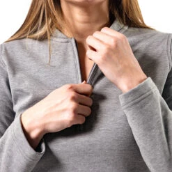 OOfos Women's COOl Down ¼ Zip - Gray Heather -Oofos Womens 1 4Zip