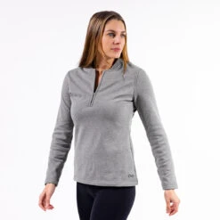 OOfos Women's COOl Down ¼ Zip - Gray Heather -Oofos Womens 1 4Zip 3